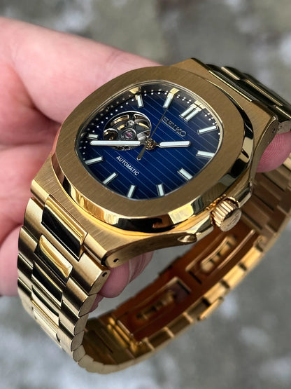 Gold Blue Dial Nautilus Mod