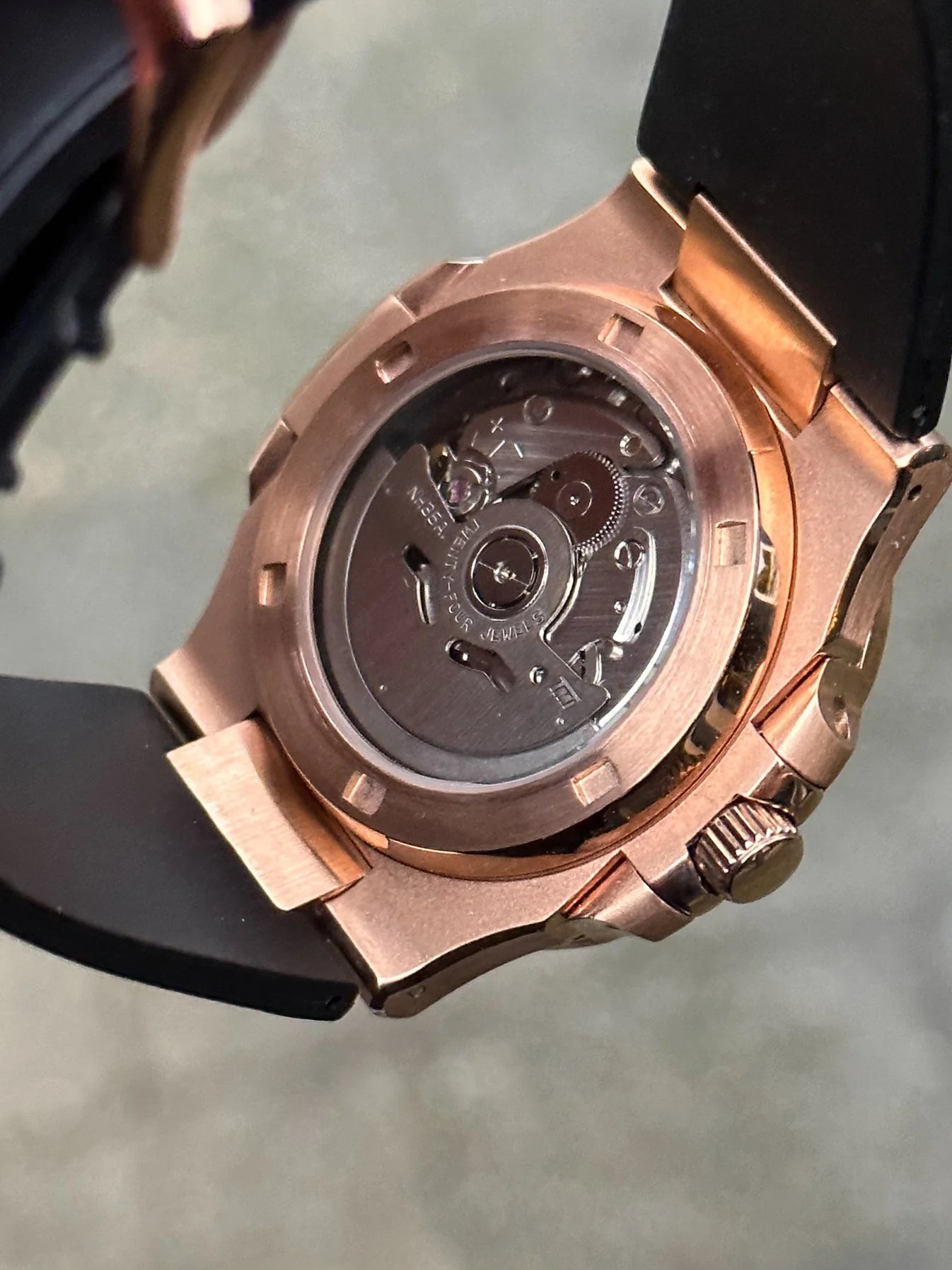 Rose Gold Black Dial Nautilus Mod