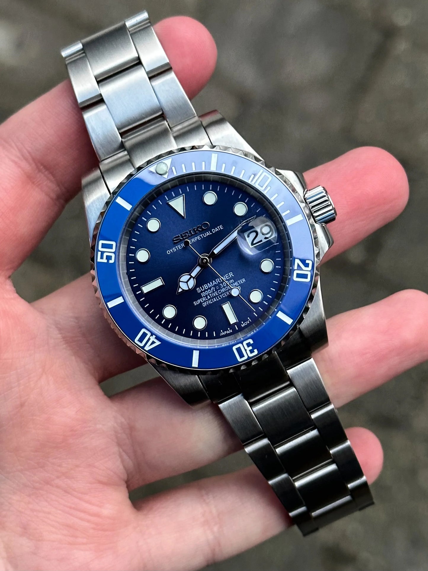 Seiko Smurf Submariner Mod